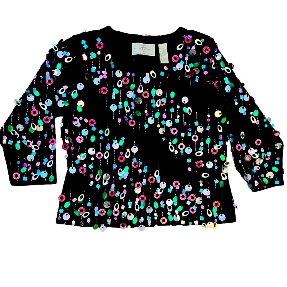 Design Options Philip Jane Sequin Party Sweater Glitter NYE Christmas Ho…